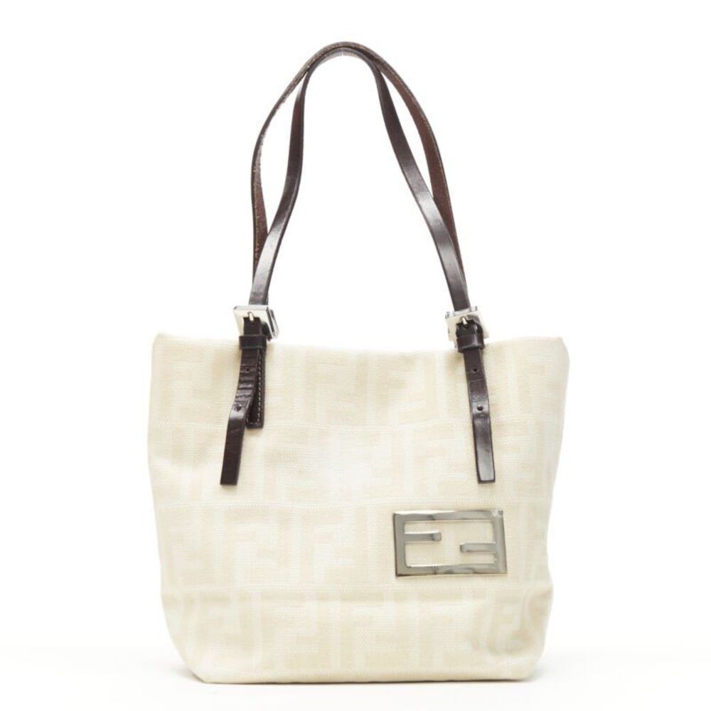 Fendi Monogram Canvas Leather Tote